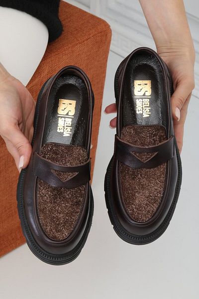 BELİSİA Black Genuine Leather Women's Loafer Shoes