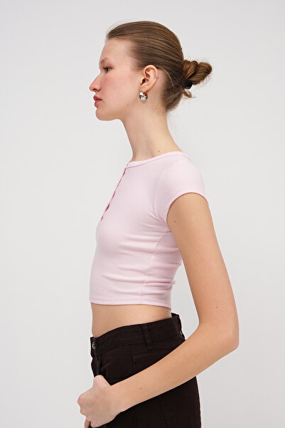 Addax Μπλουζάκι Modal με κουμπωτό γιακά P0346