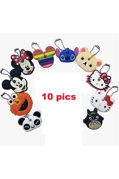 ZJ 10pcs Funny Pet Keycaps with Pre-made Feather&Colorful Metal Rings Keyboard Cover Keycaps Gifts