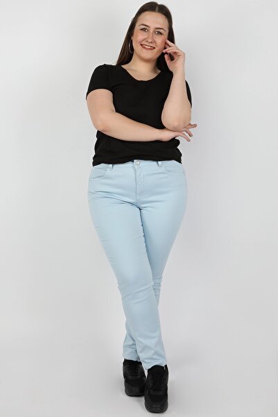 BALİNS Kadın Büyük Beden Gabardin Pantolon Mavi