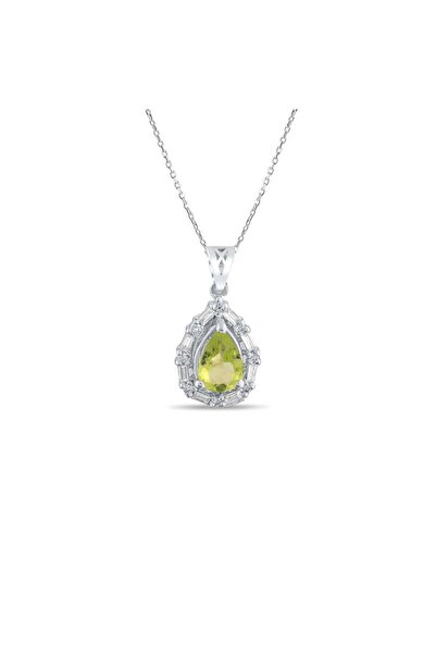 Lial Diamond 1.04 Karat Pırlanta Peridot Kolye, Mücevher Sertifikalı
