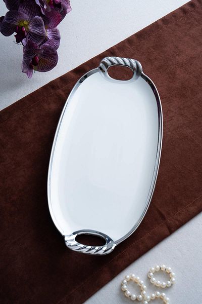 ACAR Arven Oval Silver Presentation Tray - 45 cm