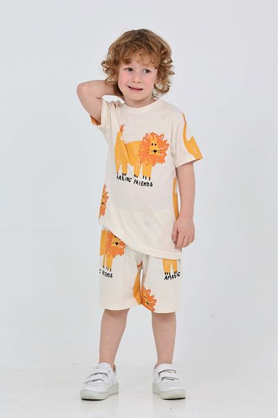 yns coolstar Summer Unisex Model Lion Patterned Top and Bottom Set