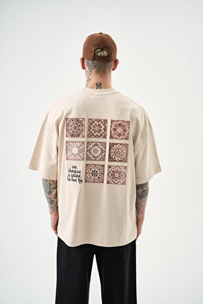 Respire Ανδρικό μπλουζάκι Oversize Μπεζ σε σχήμα