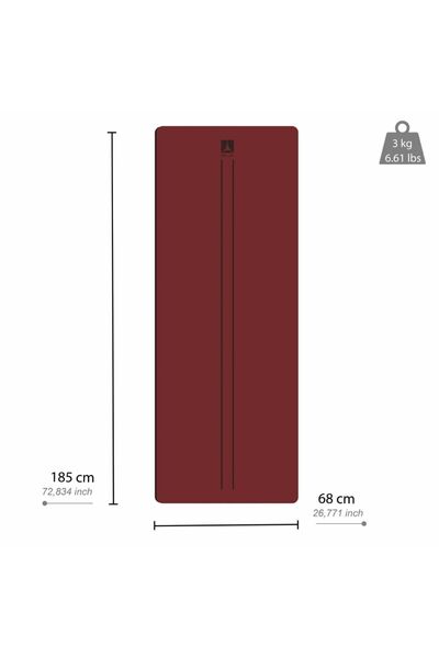 Rebuwo Çift Çizgili Tasarım Kaydırmaz Doğal Kauçuk Yoga ve Pilates Matı 5 mm - Bordo