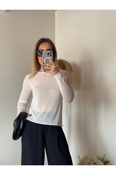 Butik Beyaz teansparan bluz