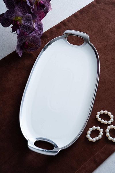 ACAR Arven Oval Silver Presentation Tray - 41 cm