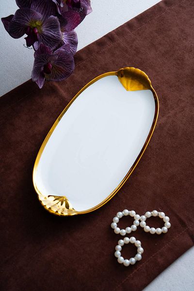 ACAR Arven Oval Gold Presentation Tray - 33 cm