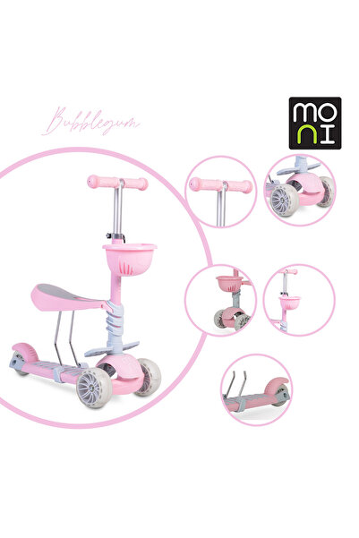 OEM Детска тротинетка 2-5 години, трансформираща се, Moni Bubblegum Pink, рег...