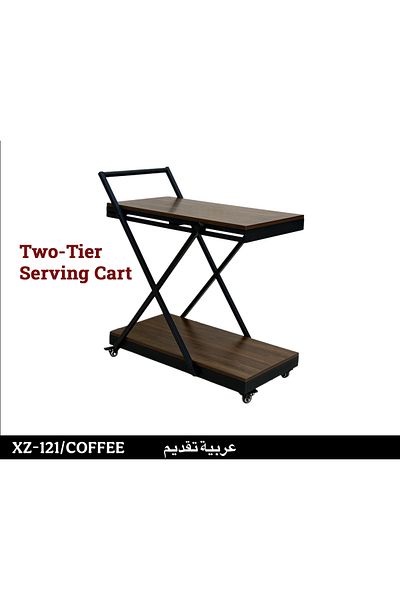 TrentonGCC Sleek Two-Tier Serving Cart with X-Frame Stability – Mobile and Versatile