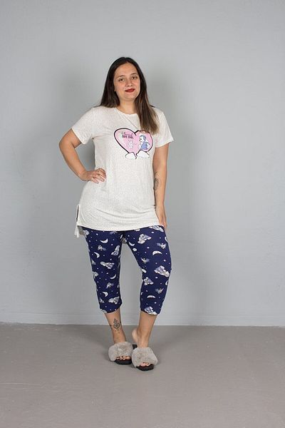 Truva XXL Plus Size Women's Clothing Capri Pajamas Suit