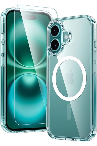 AWH iPhone 16 Clear Magnetic Case: Military-Grade, Shockproof, Slim & Anti-Yellowing