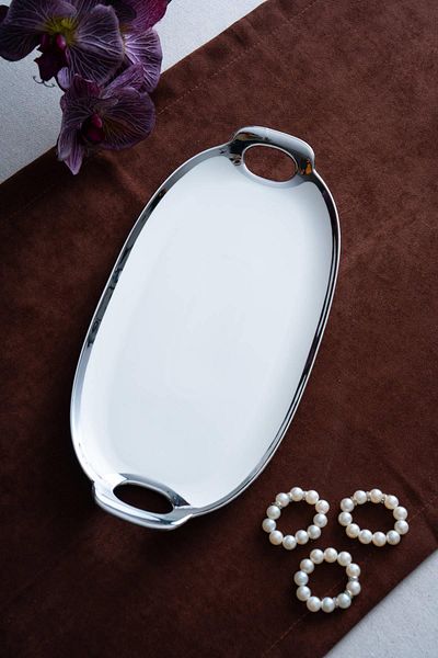 ACAR Arven Oval Silver Presentation Tray - 33 cm