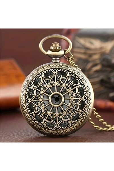 Bin Hediye Köstekli Saat Kalp Desenli Bronz 709975