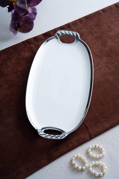 ACAR Arven Oval Silver Presentation Tray - 41 cm