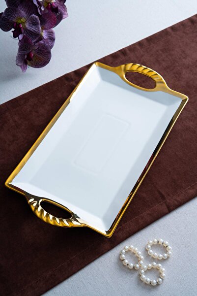 ACAR صينية تقديم مستطيلة ذهبية من أرفين - 45 سم