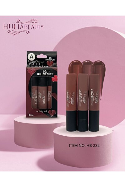 HULIABEAUTY أحمر شفاه سائل 3 قطعة متعدد الألوان