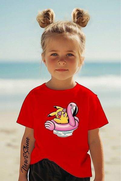 New Shine In Cart 6 and Above Purchases Get 1 T-Shirt as a Gift - Pıkachu Printed Oversize Children's T-Shirt