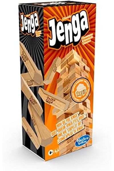 Hasbro Gaming - Classic Jenga Game, Genuine Hardwood Blocks, Jenga Stacking Tower Party Game For Fam