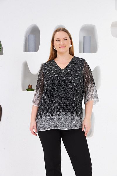 RMG Large Size Lined Blouse - Black