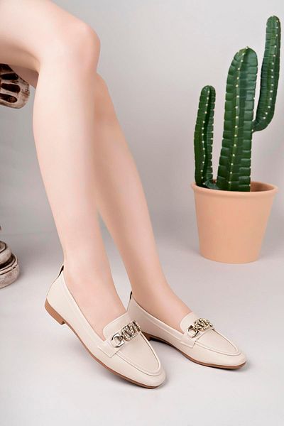 Aymood Mocasin de damă Mocasin Casual cu cataramă Pantofi de zi cu zi Elegant și confortabil E Nude Skin