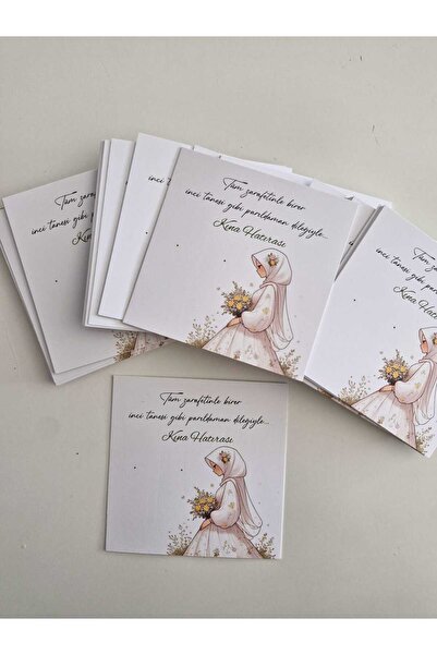 ETİKETİM Kına Hatırası Beyaz Türbanlı Küpe Kartı 8*8 cm - 30 ADET