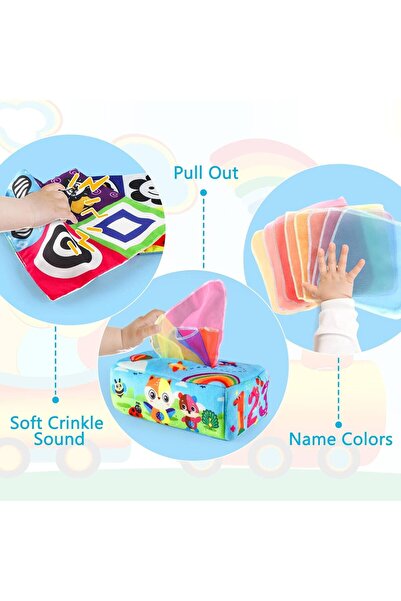Yelajoy Baby Tissue Box Toy,Montessori Toy for Bee 6-12 Months Boys Girls,Crinkle Tissue,Newborn Toy