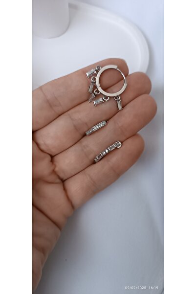 ARİ TAKI Silver 3 Steel Earrings