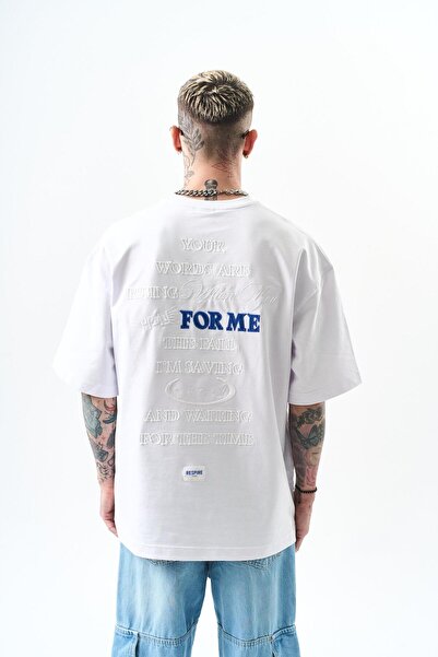 Respire Ανδρικό μπλουζάκι με κέντημα Oversize Λευκό