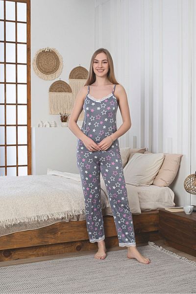 Asel Women's Lycra Milan Rope Strap Knitted Pajama Set