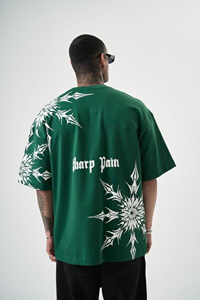 Respire Tricou supradimensionat cu imprimeu Sharp Pain pentru bărbați