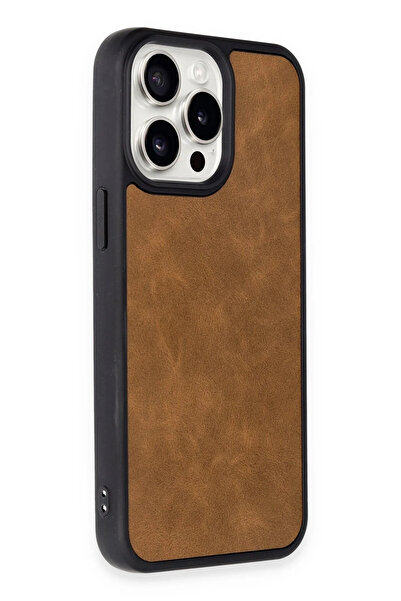 NewFace حافظة آيفون 15 برو ماكس من الجلد - أسمر ZNGZR