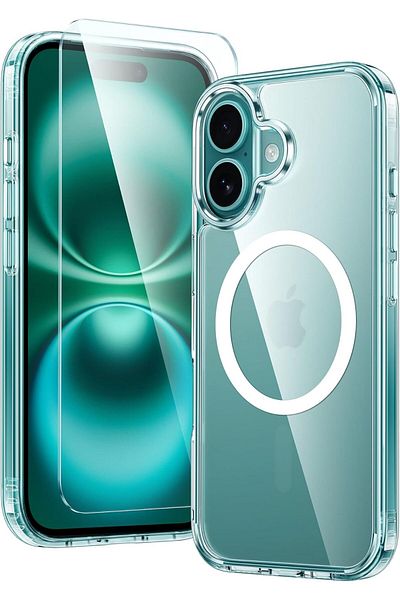 AWH iPhone 16 Plus Clear Case: Magnetic, Military-Grade, Shockproof, Anti-Yellowing Protection