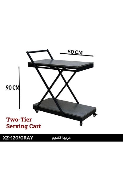 TrentonGCC Sleek Two-Tier Serving Cart with X-Frame Stability – Mobile and Versatile