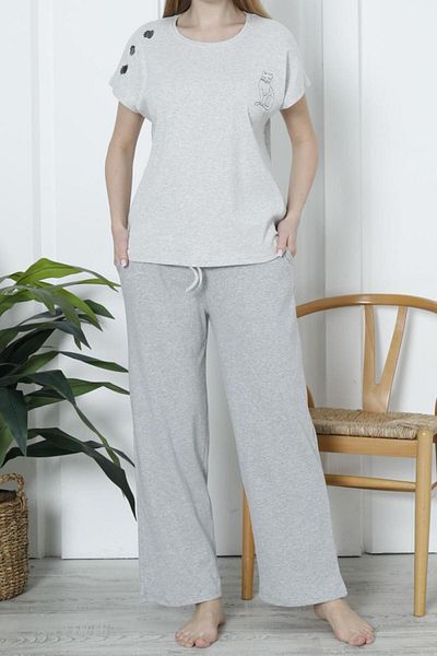 Nicoletta Women's Pajama Set Short Sleeve Camisole Loose Pocket GRAY