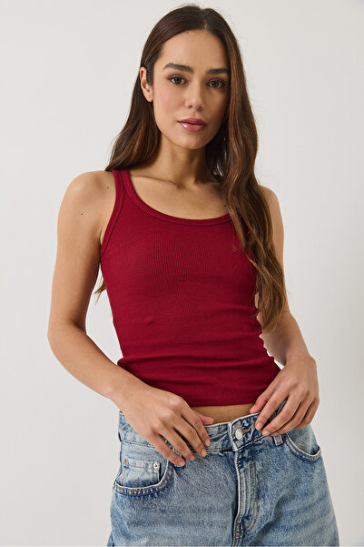 Bianco Lucci Women's Ribbed Look Thick Strap Camisole Basic Tank Top 60602042