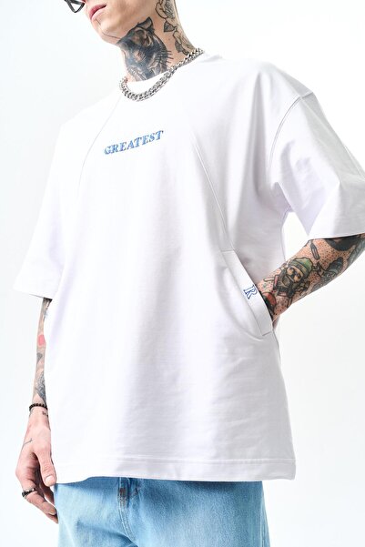 Respire Ανδρικό μπλουζάκι με κέντημα Oversize Λευκό