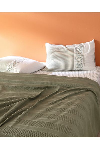 Madame Coco Mathilda Bettwäsche-Set für Doppelbett, Ecocell-Baumwolle, einfarbig, Khaki