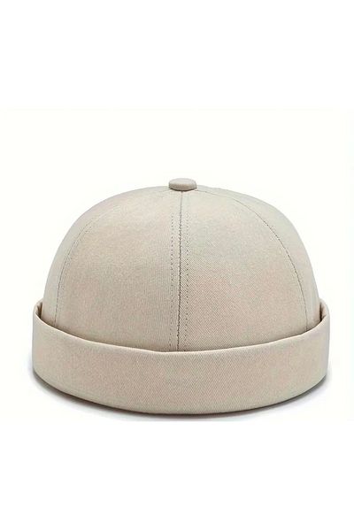 CosmoOutlet Black-White Hip Hop Docker Men's Hooded Hat Adjustable from Behind 2-Pitch Cotton Fabric