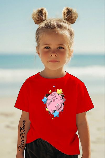 New Shine In Cart 6 and Above Purchases Get 1 T-Shirt as a Gift - Pokemon Jiggly Puff Printed Oversize Children's T-Shirt
