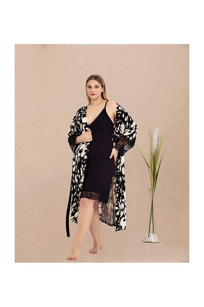 Lady Μαύρο και άσπρο φόρεμα με λουράκι με πούλιες και φόρεμα μεγάλου μεγέθους