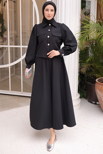 giyze Σετ Φούστα Hijab Μαύρο 2091