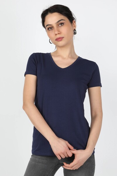 BALİNS Tricou cu mânecă scurtă din jerseu pentru femei, albastru marin