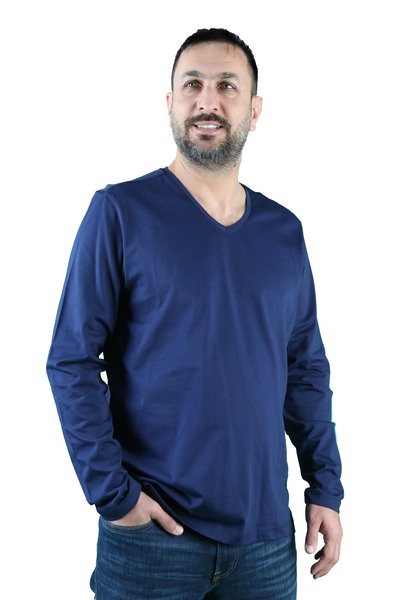 BALİNS Erkek Cotton V Yaka Uzun Kollu Tişört