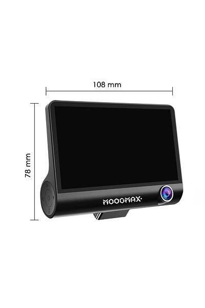 MOOGMAX Dash Cam 3 Lens 1080P Car DVR with Night Vision, G-Sensor, Parking Monitor, 4.0" Display