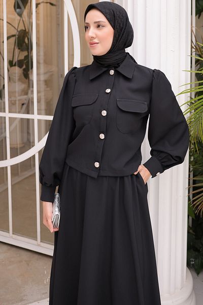 giyze Σετ Φούστα Hijab Μαύρο 2091