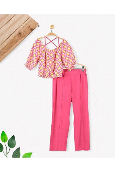 voyyo kids baby 6-7-8-9-10 Years Old Summer Girl's Suit with Loose Legs Ethnic Dezen Blouse
