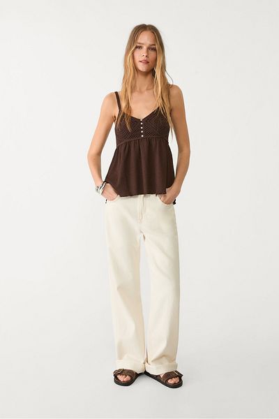 Stradivarius Ruffled crochet top