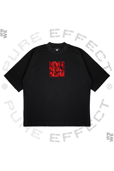 TRAGEDY Unisex Oversize Vlone Never Broke Again Μπλουζάκι με στάμπα Boxy Fit από χοντρό ύφασμα