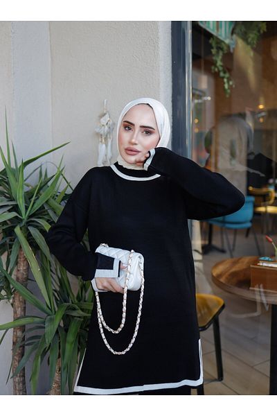 SAHRA BUTİK Black Knitwear Set - Slit - Field Boutique